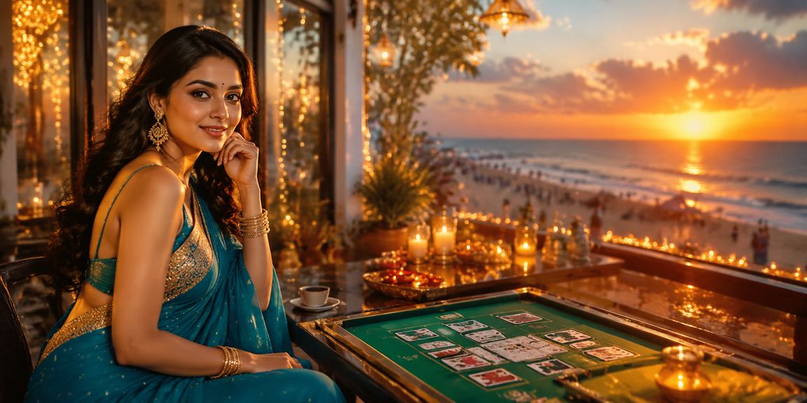 Indian woman playing colorful casino game on mobile