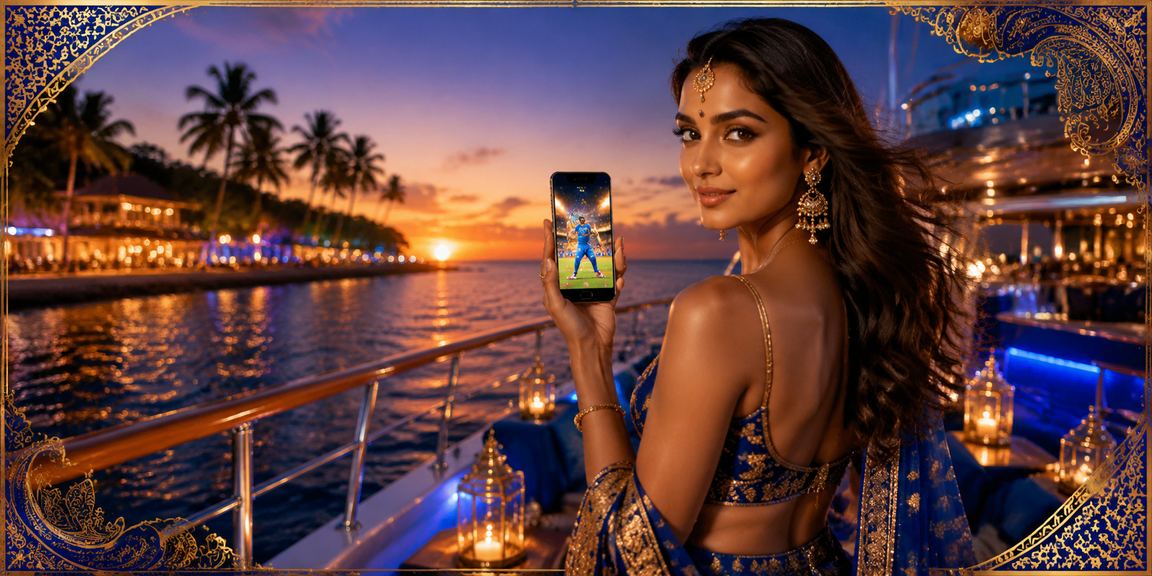 Goa VIP player making an instant UPI deposit with cricket betting in background